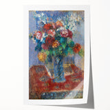 Rolled print of Camille Pissarro's floral painting in soft green and pink tones, ideal for art wall dining room.