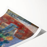 Extra large wall art featuring line art flowers in subtle earth tones on rolled print, suitable for large living room decor.