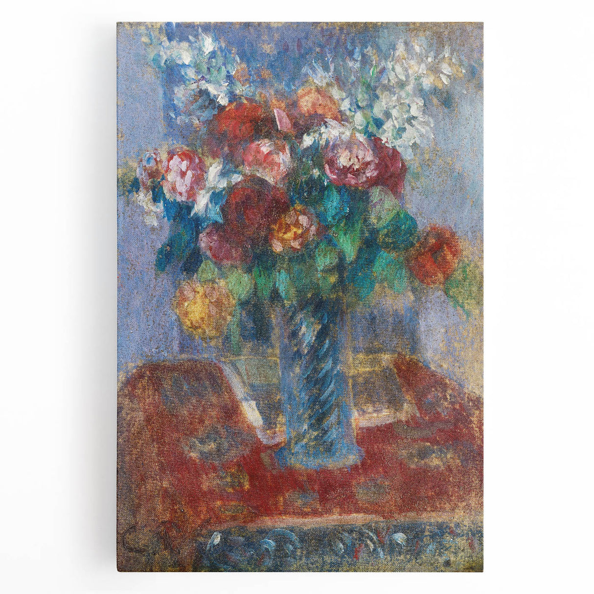 Black and white impressionist-style painting of a rural scene on stretched canvas, ideal for kitchen wall art.