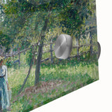 Large abstract wall art by Camille Pissarro in mid-century modernist style, featuring muted earth tones on acrylic glass.