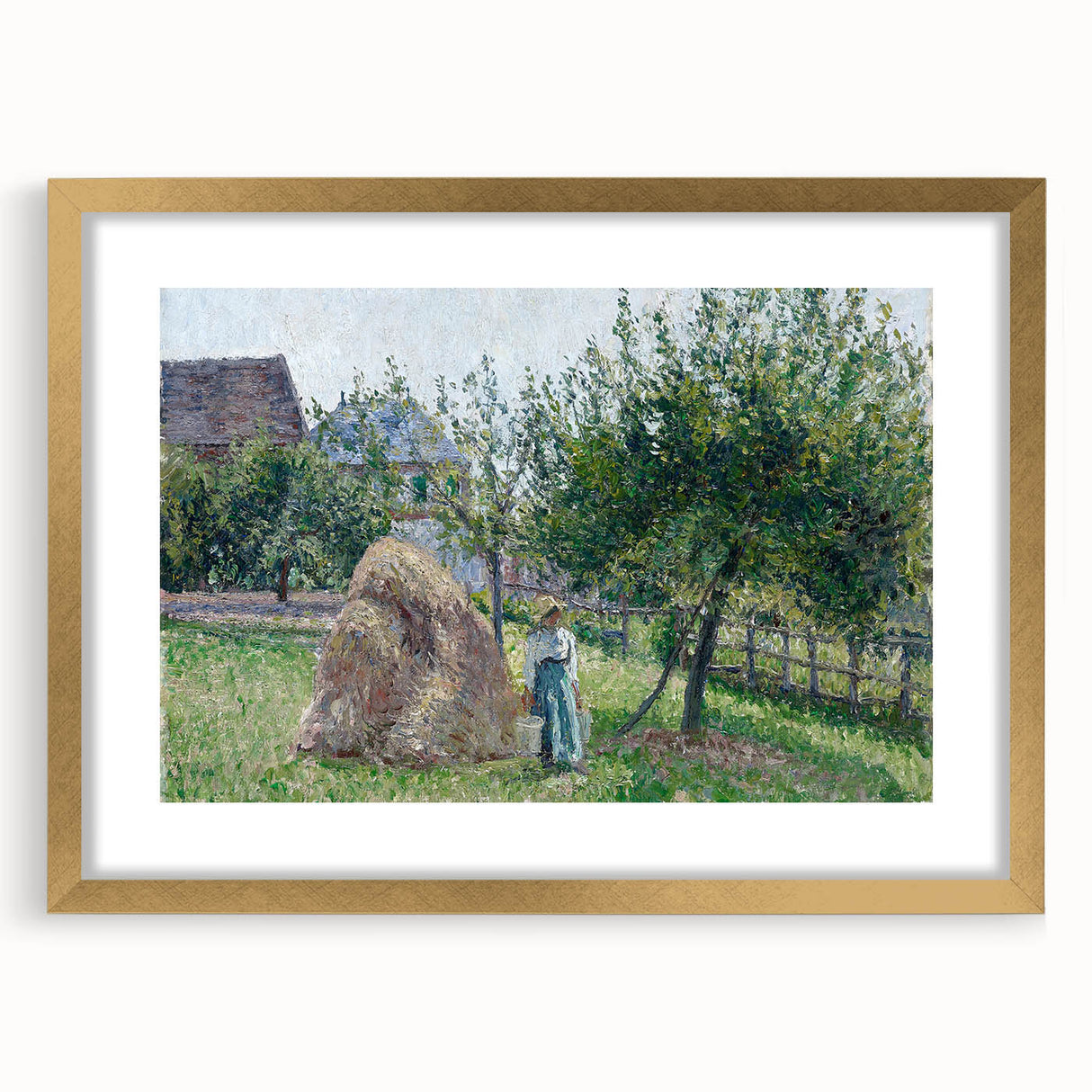 Extra large wall art featuring an abstract print of vibrant colors on a textured canvas, framed in gold.
