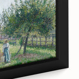 Extra large framed canvas featuring a close-up of Camille Pissarro's textured black wall art with colorful accents.