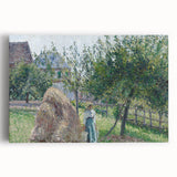 Black and white print of Camille Pissarro's painting on stretched canvas, ideal for kitchen wall art.