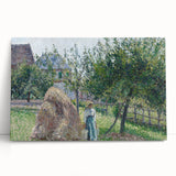 Black and white print of Camille Pissarro's painting on stretched canvas, ideal for kitchen wall art.