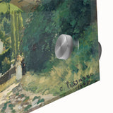 Large abstract wall art by Camille Pissarro in mid-century modernist style, featuring muted earth tones on acrylic glass.