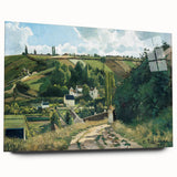 Side view of a large abstract wall art by Camille Pissarro on acrylic glass, featuring earthy and green tones.