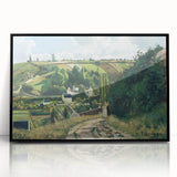 Large abstract wall art by Camille Pissarro in mid-century modernist style, featuring earthy tones on a framed acrylic.