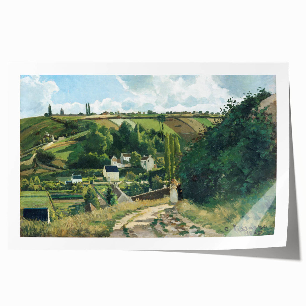 Rolled print of Camille Pissarro's impressionist floral painting in soft earth tones, ideal for art wall dining room.