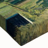 Black and white landscape art painting on large stretched canvas, featuring a serene rural scene.