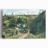 Black and white print of Camille Pissarro's painting on stretched canvas, ideal for kitchen wall art.