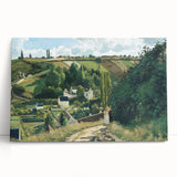 Black and white stretched canvas of Camille Pissarro's impressionist scene, ideal for kitchen wall art.