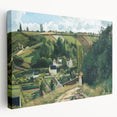 Side view of a large stretched canvas featuring Camille Pissarro's impressionist art, ideal for kitchen wall art.