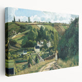 Side view of a large stretched canvas featuring Camille Pissarro's impressionist art, ideal for kitchen wall art.
