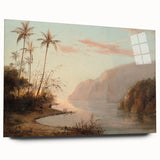 Side view of a Camille Pissarro inspired large abstract wall art on acrylic glass, featuring soft pastel shades.