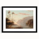 Colorful abstract art print of a textured scene by Camille Pissarro in a black frame, ideal for living room decor.