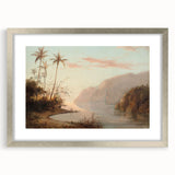Textured art print of Camille Pissarro's impressionist landscape, in a silver frame with mat, ideal for bedroom decor.