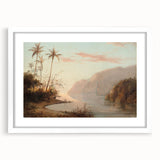 Abstract art print of a Camille Pissarro design in pastel shades, framed with a white mat.