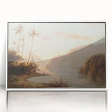 Art deco poster of a Camille Pissarro painting, featuring muted earth tones on framed acrylic.