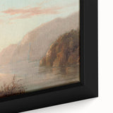 Close-up of a framed canvas featuring a textured, colorful Camille Pissarro-inspired landscape, ideal for living room decor.