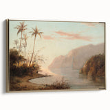 Framed canvas of a vintage landscape painting by Camille Pissarro, featuring muted earth tones, ideal for bedroom wall art.