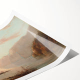 Extra large rolled print of line art flowers in muted green and yellow tones, ideal for large living room wall art.