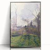 Mid-century modernist art by Camille Pissarro, framed acrylic with muted earth tones, ideal for nursery wall art.