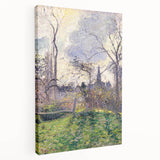 Side view of a stretched canvas featuring Camille Pissarro's impressionist art, ideal for kitchen wall art.
