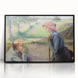 Large abstract wall art by Camille Pissarro in mid-century modernist style, featuring muted earth tones on framed acrylic.