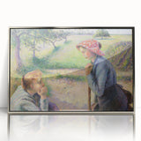 Mid-century modernist art by Camille Pissarro featuring muted earth tones on a framed acrylic, ideal for nursery wall art.