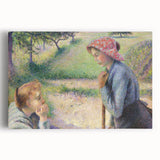 Black and white stretched canvas featuring an impressionist style rural scene, ideal for kitchen art.