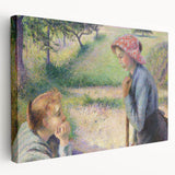 Large canvas art featuring Camille Pissarro's impressionist style with muted earth tones, ideal for kitchen wall decor.