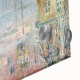 Large abstract wall art by Camille Pissarro in mid-century modernist style, featuring muted earth tones on acrylic glass.