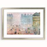 Textured art print of an abstract landscape in muted earth tones on a framed canvas, ideal for bedroom decor.