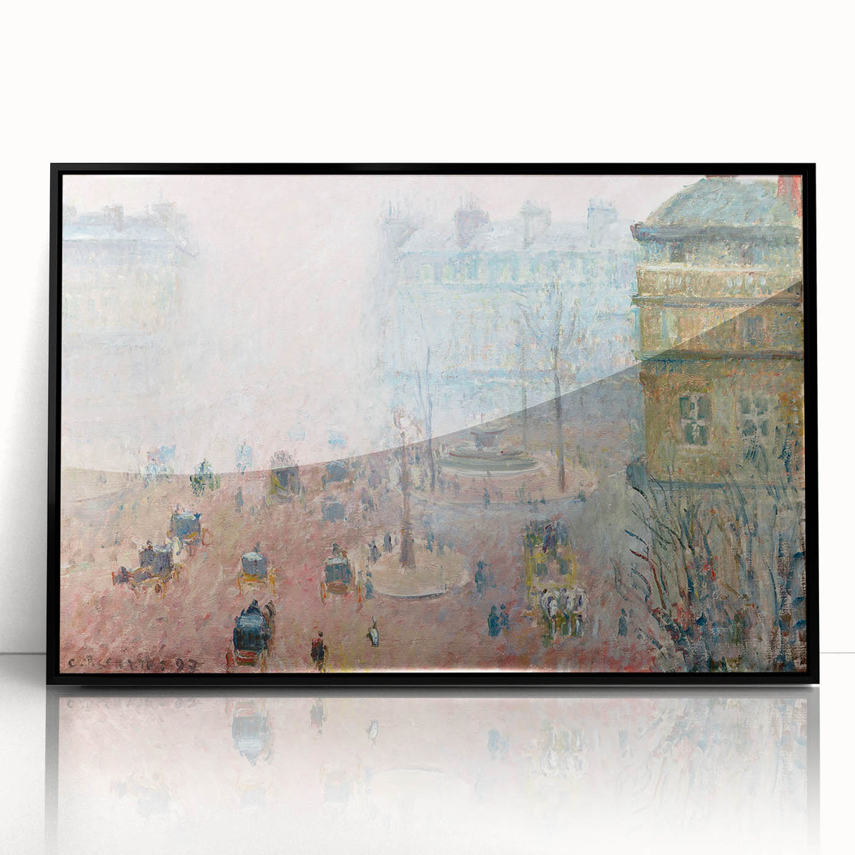 Large abstract wall art by Camille Pissarro, featuring mid-century modernist style in black and white tones.