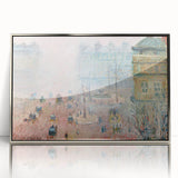 Mid-century modernist art by Camille Pissarro featuring a rural landscape scene in soft earth tones.