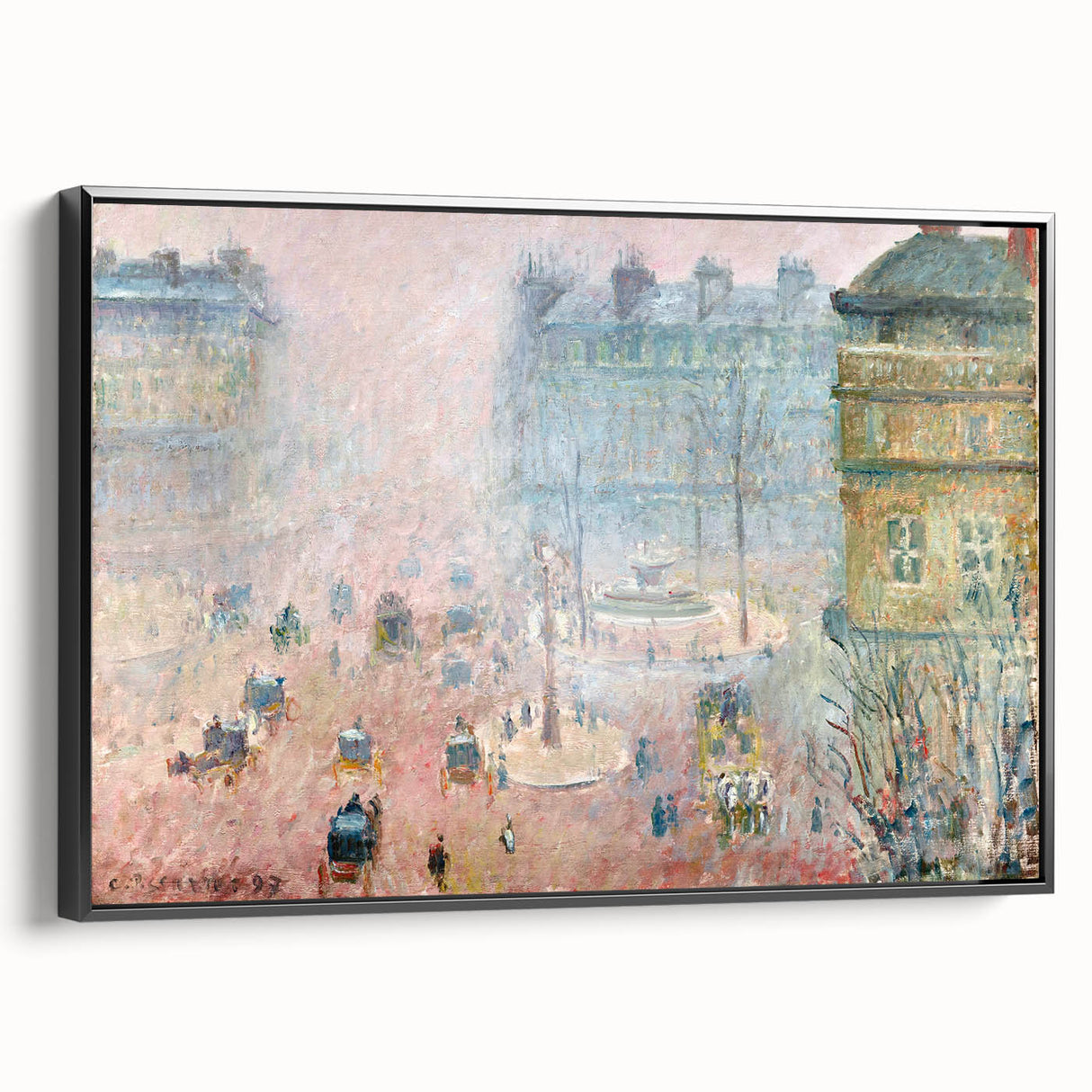 Black and white landscape art painting on framed canvas depicting vintage-style trees, ideal for bedroom wall decor.