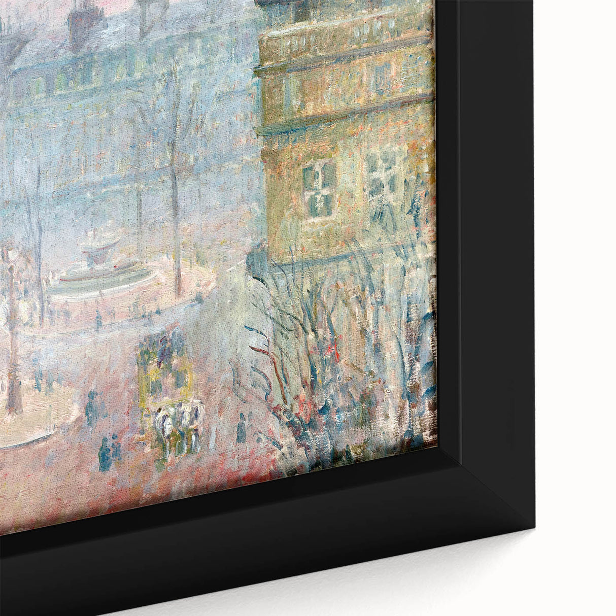 Extra large framed canvas featuring a textured close-up of a colorful, abstract painting, ideal for living room decor.