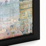 Extra large framed canvas featuring a textured close-up of a colorful, abstract painting, ideal for living room decor.