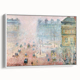 Framed canvas of a vintage poster art by Camille Pissarro, featuring colorful rural landscape, ideal for living room decor.