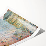 Extra large wall art featuring line art flowers in muted colors on a rolled print, ideal for large living room decor.