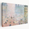 Side view of a stretched canvas featuring a Camille Pissarro impressionist painting, ideal for kitchen wall art.