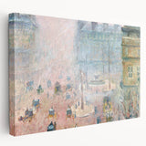 Side view of a stretched canvas featuring a Camille Pissarro impressionist painting, ideal for kitchen wall art.