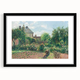 Extra large abstract art print featuring textured, colorful art by Camille Pissarro, framed in black.