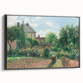 Black and white landscape painting of a rural scene on a framed canvas, ideal for bedroom wall decor.