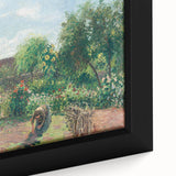 Framed canvas of a textured, colorful art piece by Camille Pissarro, featuring vibrant hues, ideal for living room decor.