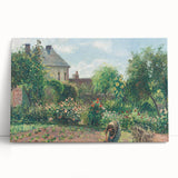 Black and white print of Camille Pissarro's artwork on stretched canvas, ideal for kitchen wall art or bedroom.