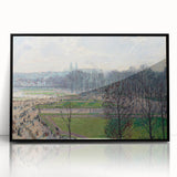 Large abstract wall art featuring a mid-century modernist design in muted earth tones, framed in black acrylic.