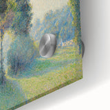 Mid-century modernist acrylic print of an abstract design in earthy tones, ideal for dining room art.