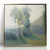 Mid-century modernist style large art print of a Camille Pissarro painting, featuring soft pastel colors.
