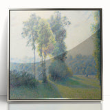 Mid-century modernist art by Camille Pissarro featuring soft, neutral tones on a framed acrylic canvas.